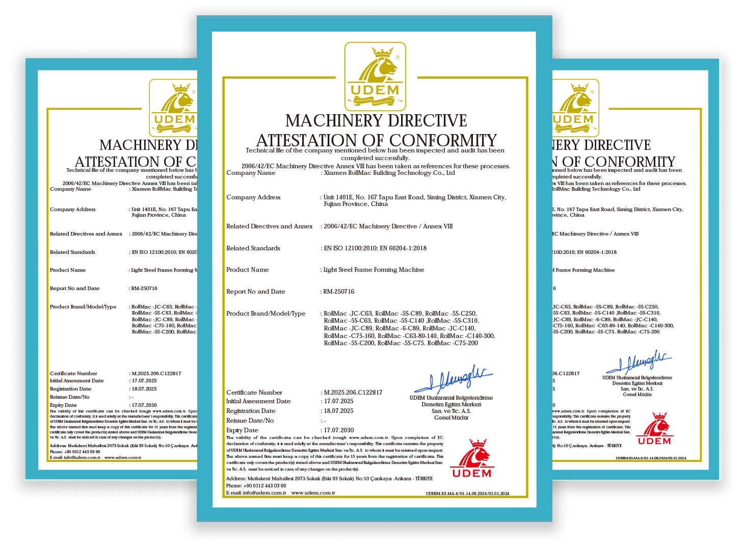 Purlin Machine certification